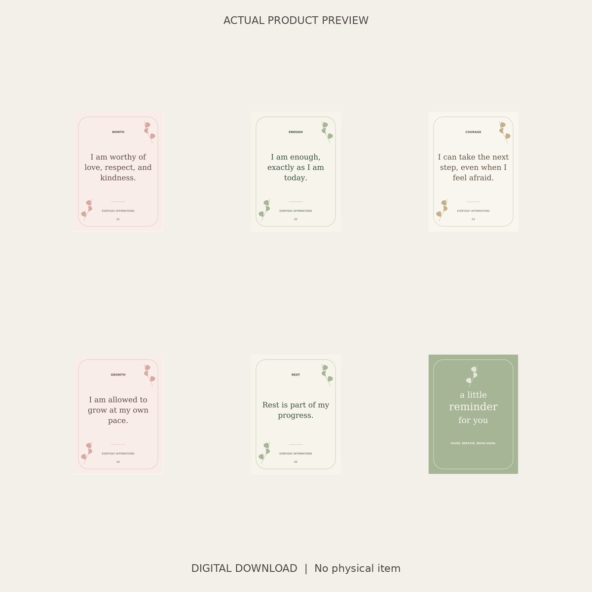 Everyday Affirmations Printable Card Set
