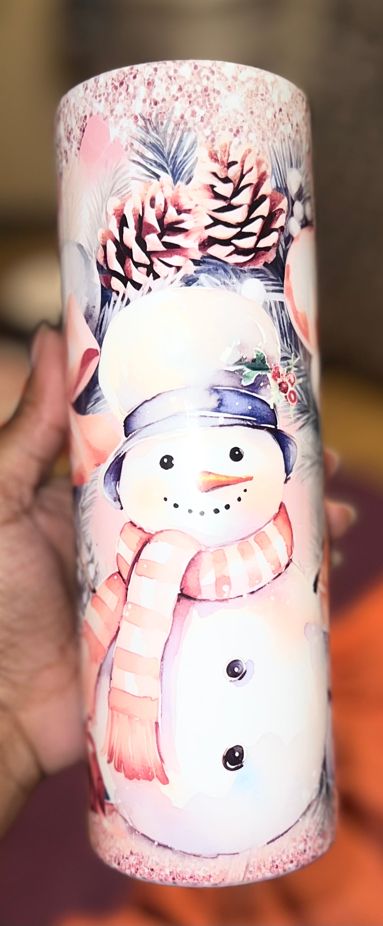 Pink Snowman 20 oz Tumbler