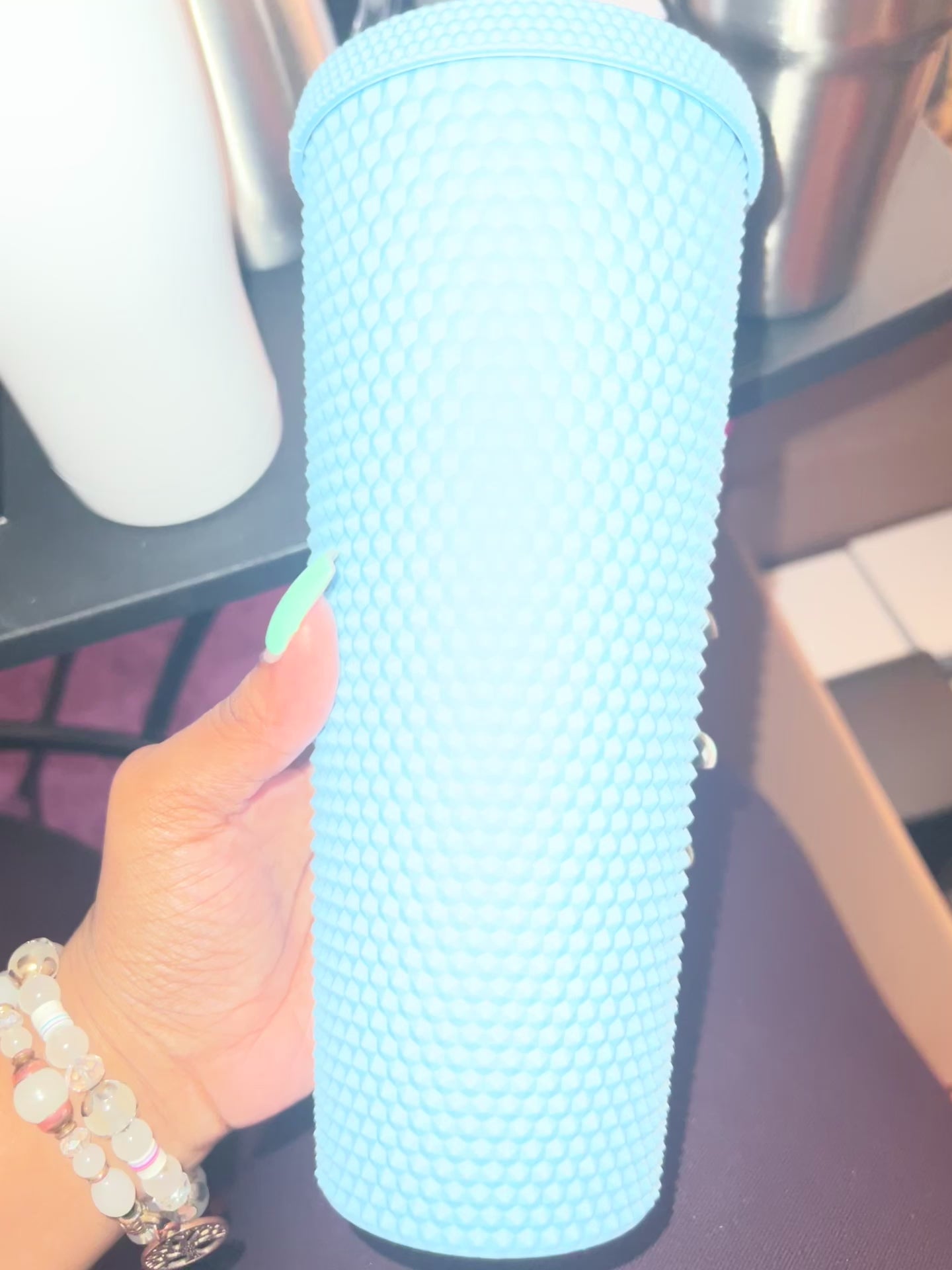 24 oz Studded Tumbler (Light Blue) – Benita's Creations