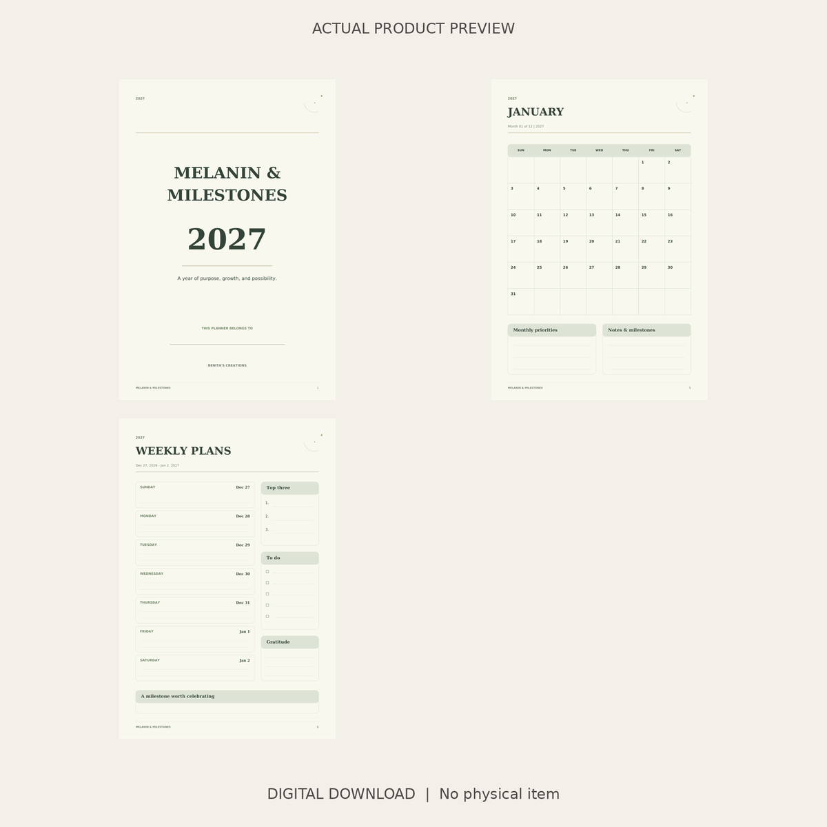 Melanin & Milestones 2027 Sage Planner