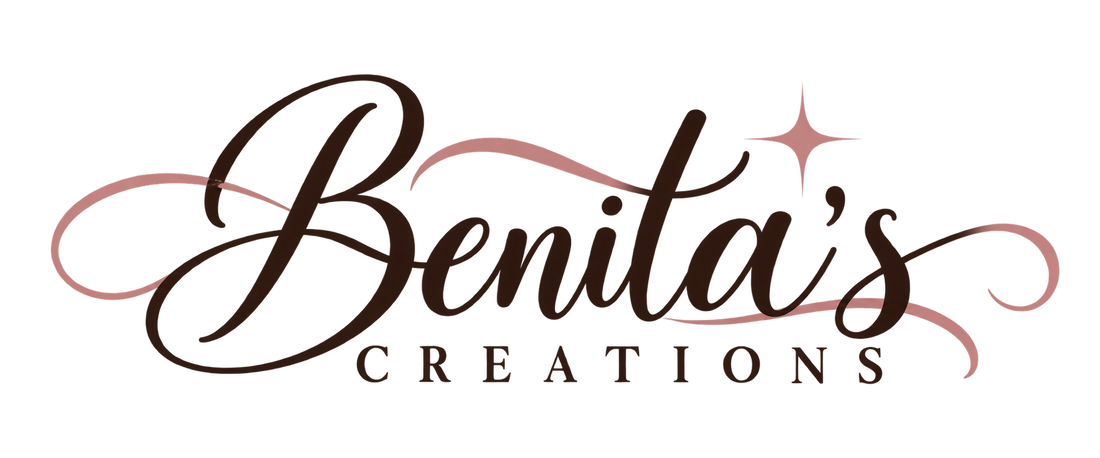 Benita’s Creations logo with blush flourish and sparkle