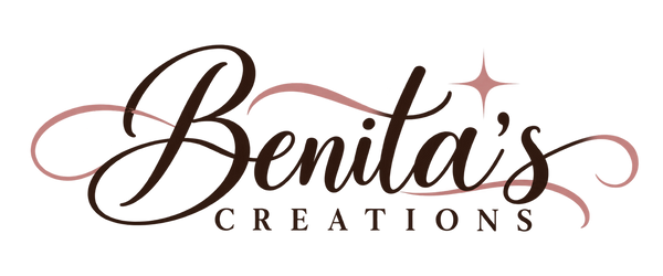 Benita’s Creations logo with blush flourish and sparkle