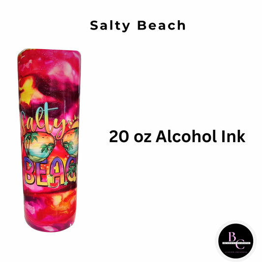 20 oz Salty Beach Shimmer Alcohol Ink Tumbler RTS